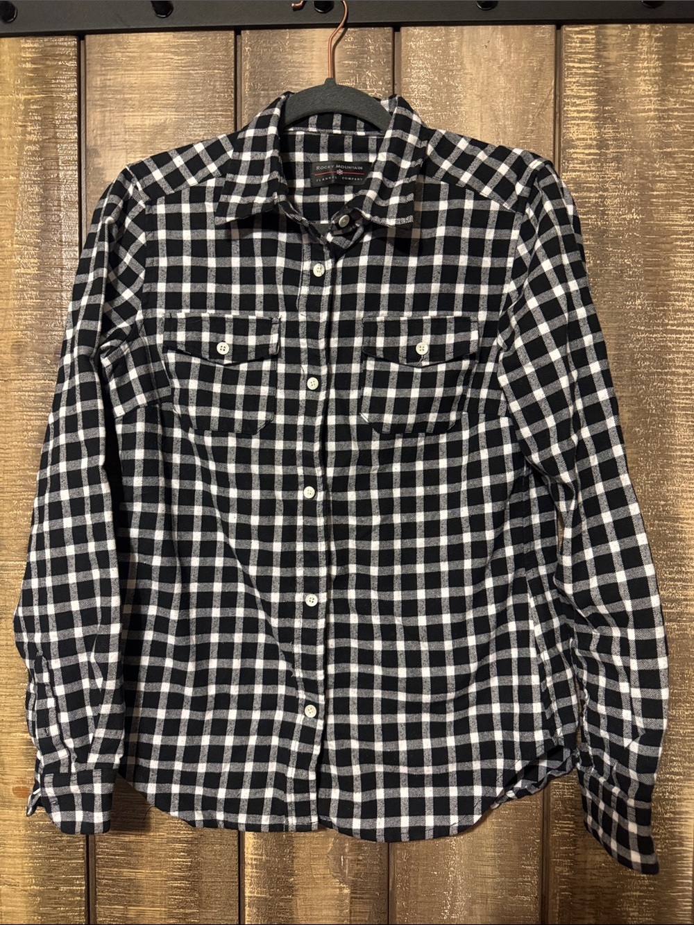 Rocky Mountain flannel company black plaid flannel shirt